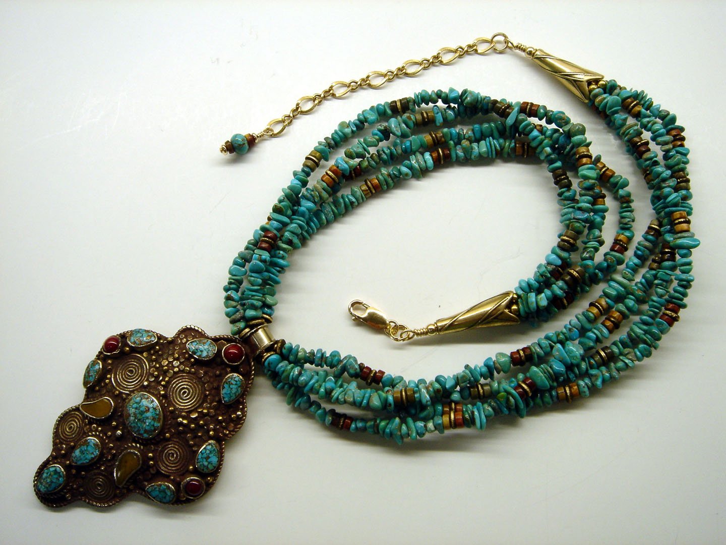 Turquoise Multi Strand Necklace With 